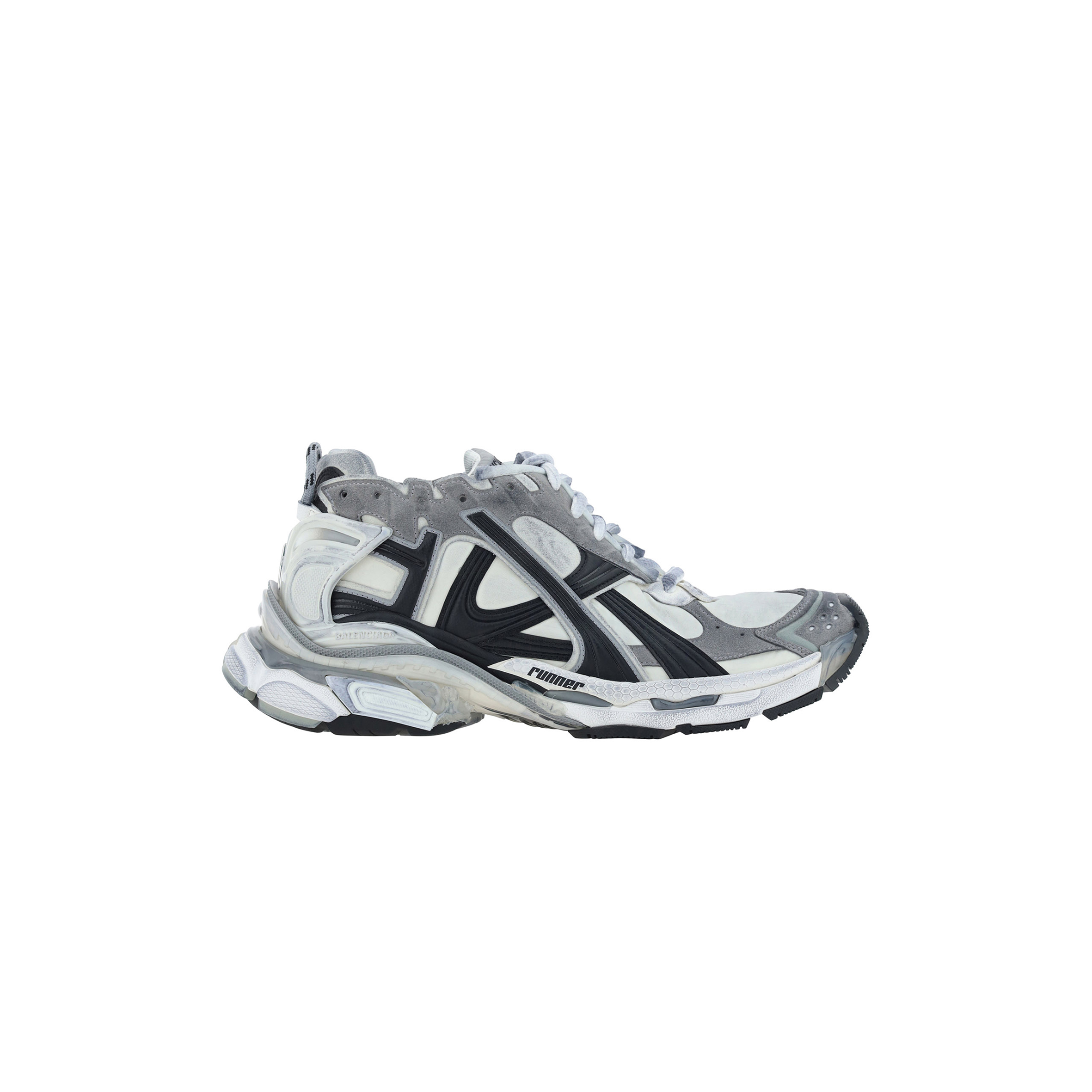 Ba*len*cia*ga runner sneaker worn out grey white black 772774w3rny9012